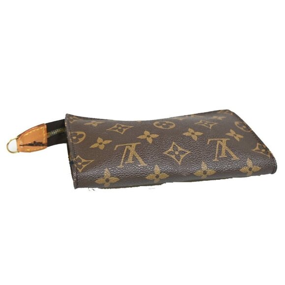 LOUIS VUITTON LV Logo Bucket PM Pouch Bag Monogram Leather Brown Gold - Picture 6 of 15